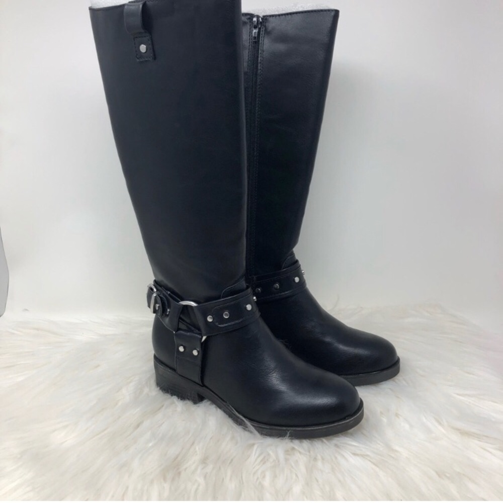 Madden Girl McKenzie Black Riding Tall Boot Block Heeled